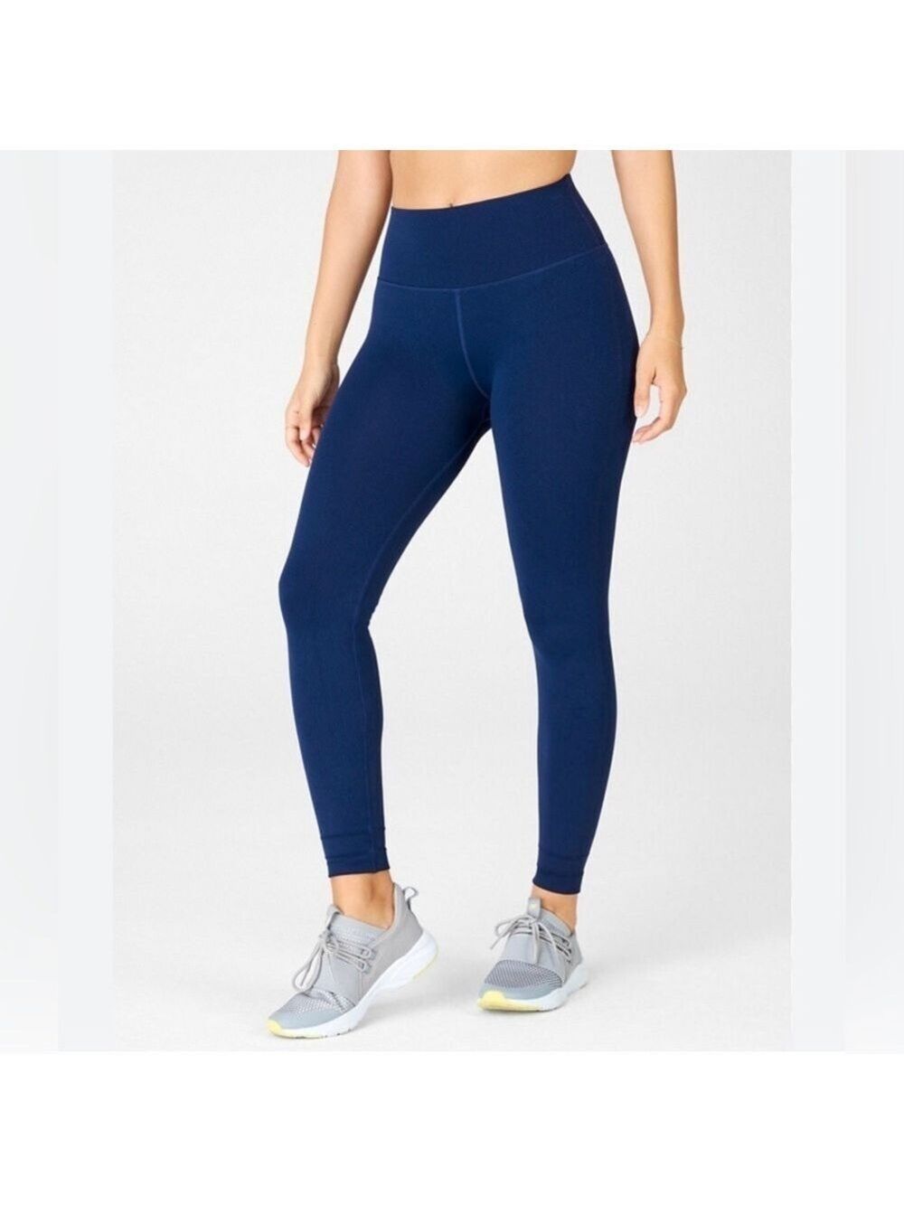 Fabletics SculpKnit Custom Length Solid High Rise Leggings Navy Blue Sz Large/10